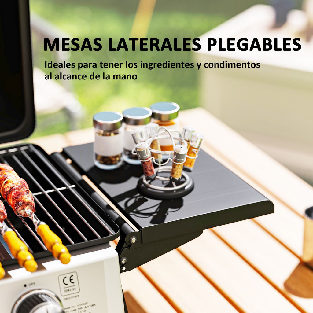 Grill gazowy Outsunny ABS ze stali nierdzewnej - 101 x 48 x 41 cm. Czarny
