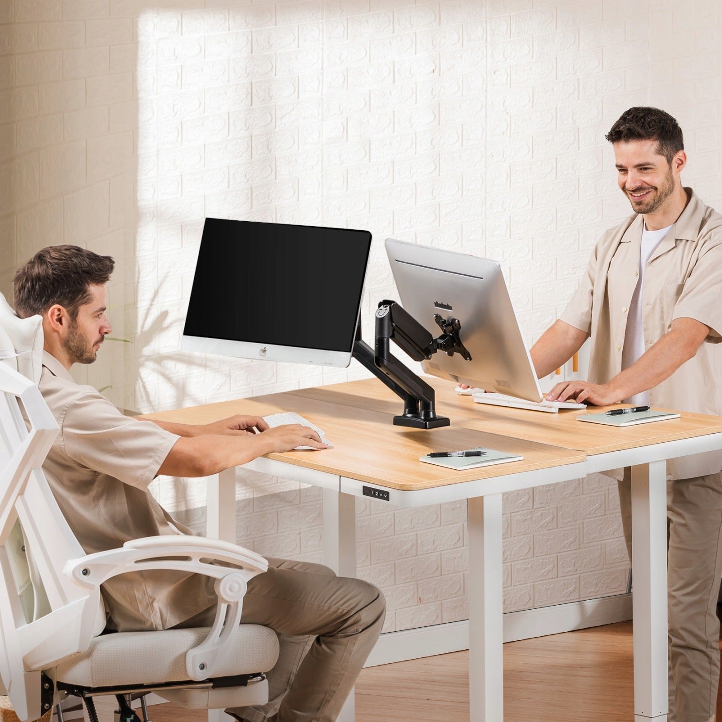 Uchwyt monitora do 2 monitorów (13'-32'), obrotowy o 360°, VESA 75 i 100