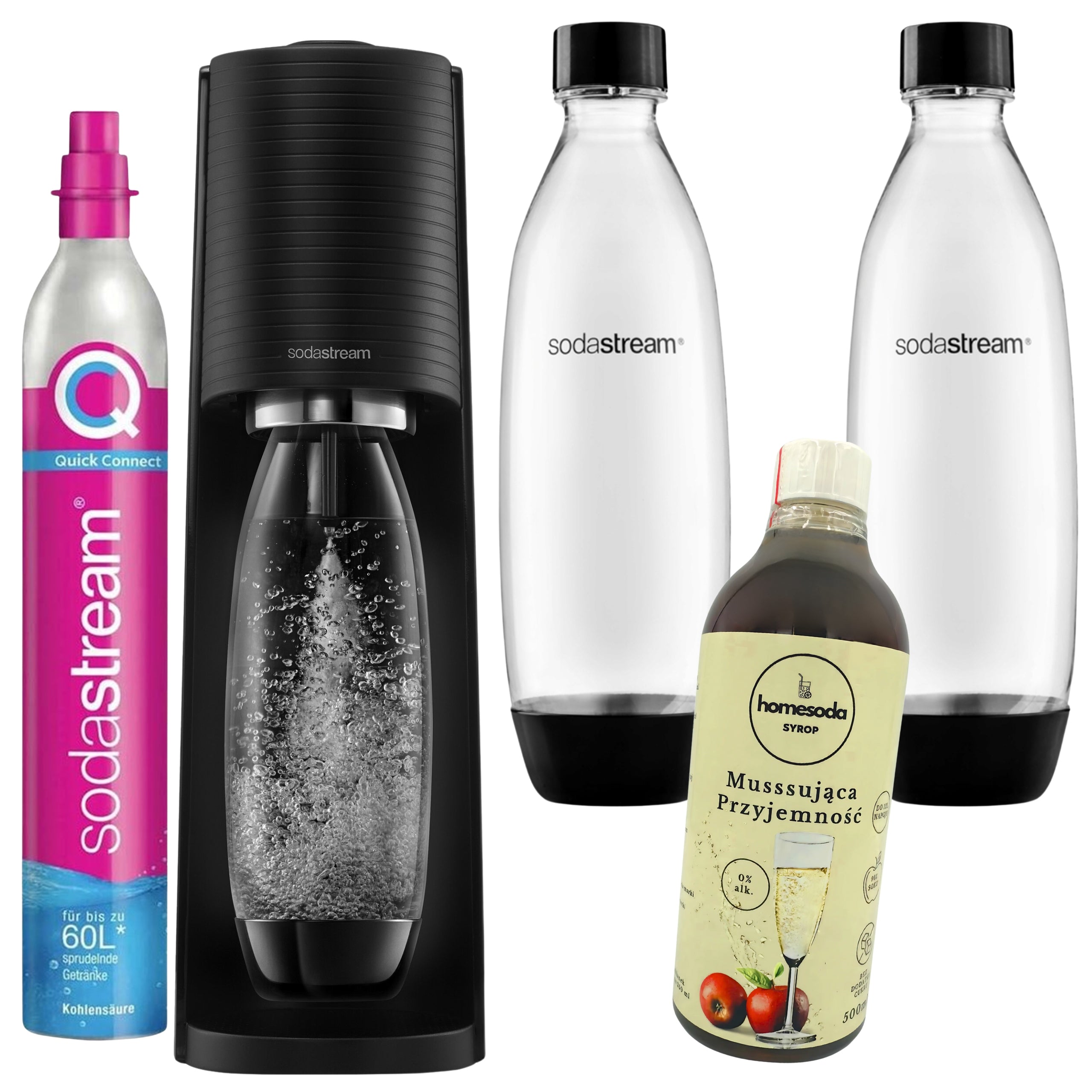 Saturator Sodastream Terra + 2 butelki + 4 syropy Pepsi 7Up Mirinda Pep Max