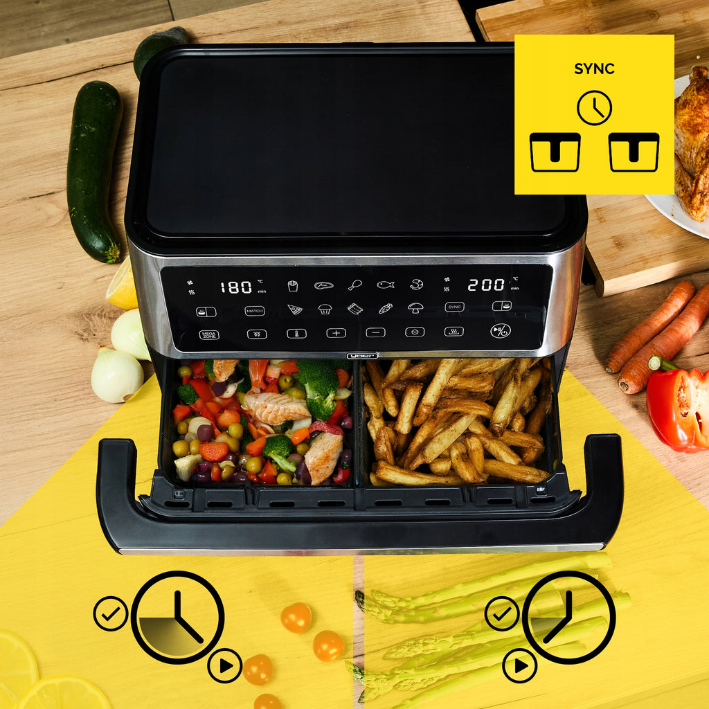 Frytkownica beztłuszczowa 11L Air Fryer Yoer 2800W 12 programów 23 elementy