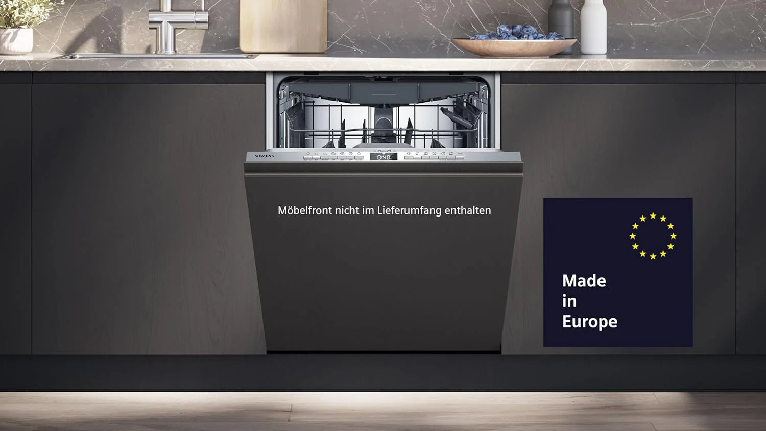 Siemens SN43ES14VE, iQ300 Smarter Geschirrspüler, Unterbau-Spülmaschine mit Besteckschublade, 60 cm, automatische Türöffnung dank autoOpen dry, besonders leise mit iQdrive-Motor, aquaStop, Edelstahl