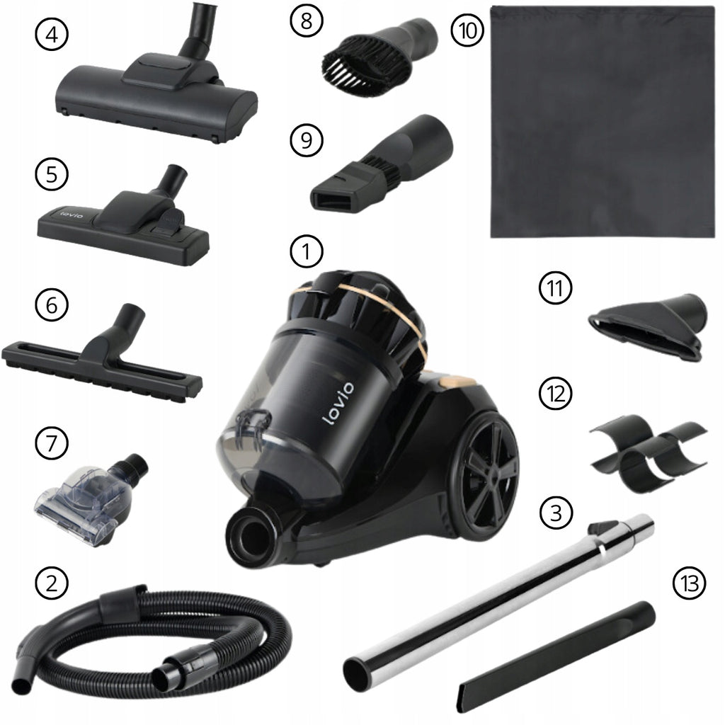 ODKURZACZ BEZWORKOWY CYKLONOWY MOCNY CICHY TURBOSZCZOTKA HEPA 15w1 LOVIO