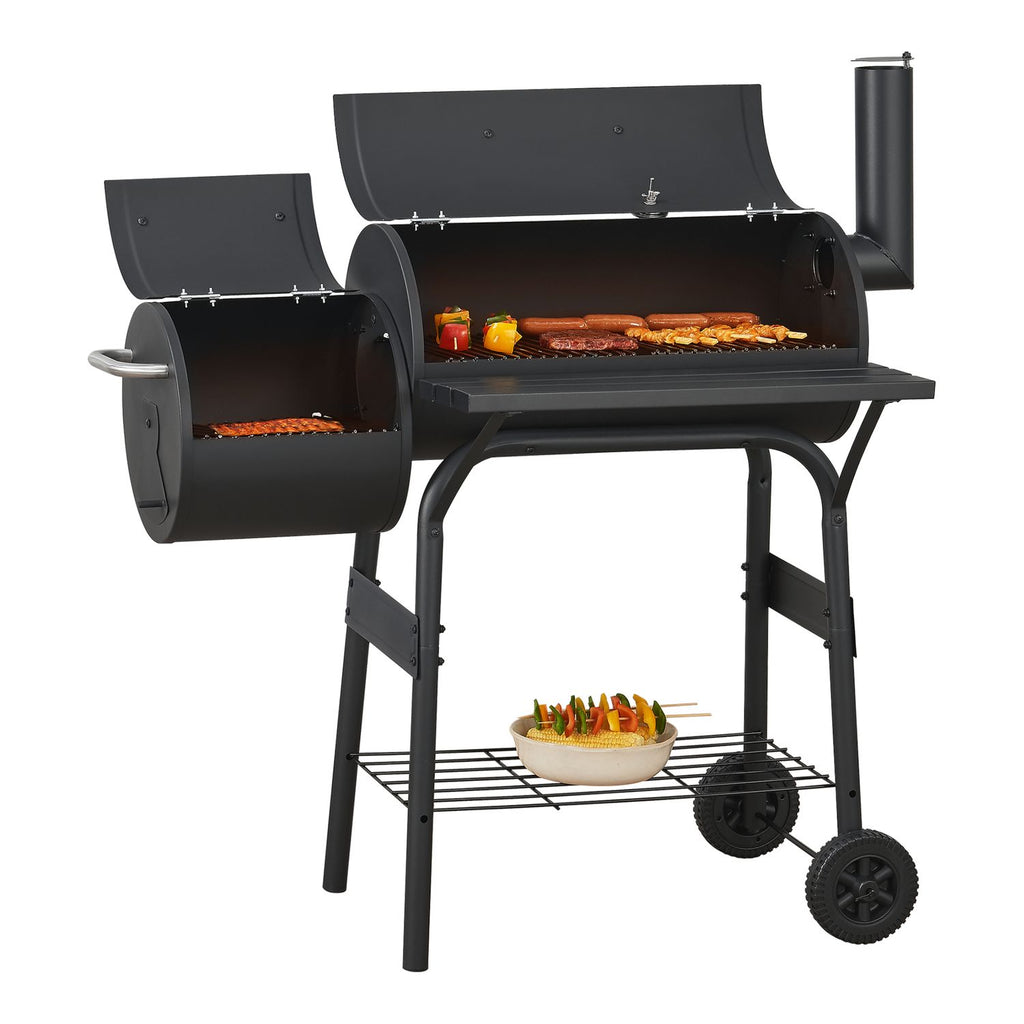 Arielli Charcoal Barbecue Smoker 115 x 110 x 64 cm - Black [casa.pro]