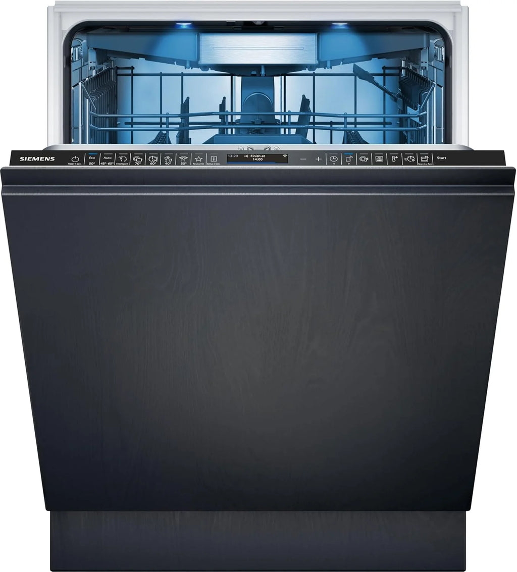 Siemens SN43ES14VE, iQ300 Smarter Geschirrspüler, Unterbau-Spülmaschine mit Besteckschublade, 60 cm, automatische Türöffnung dank autoOpen dry, besonders leise mit iQdrive-Motor, aquaStop, Edelstahl