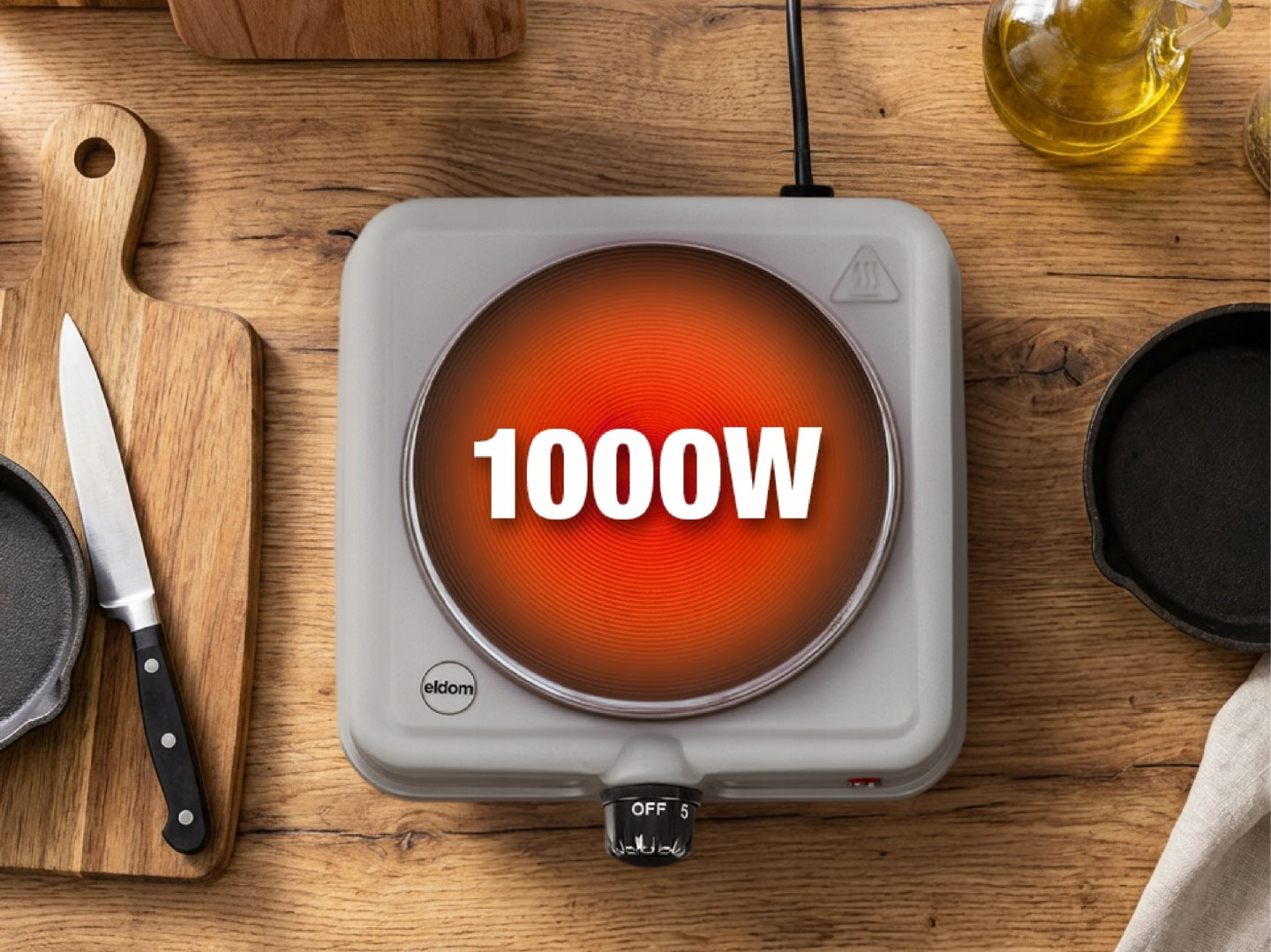 Eldom KUCHENKA ELEKTRYCZNA PŁYTA NA PRĄD TURYSTYCZNA PRZENOŚNA 1000W