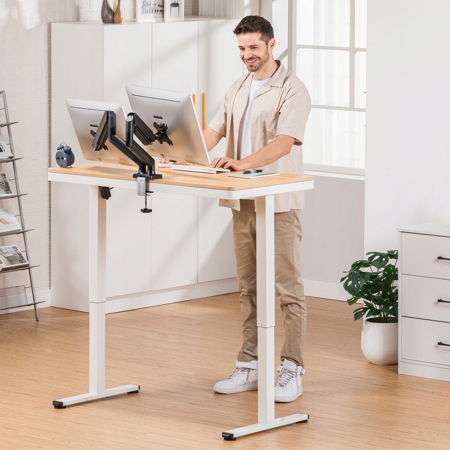 Uchwyt monitora do 2 monitorów (13'-32'), obrotowy o 360°, VESA 75 i 100