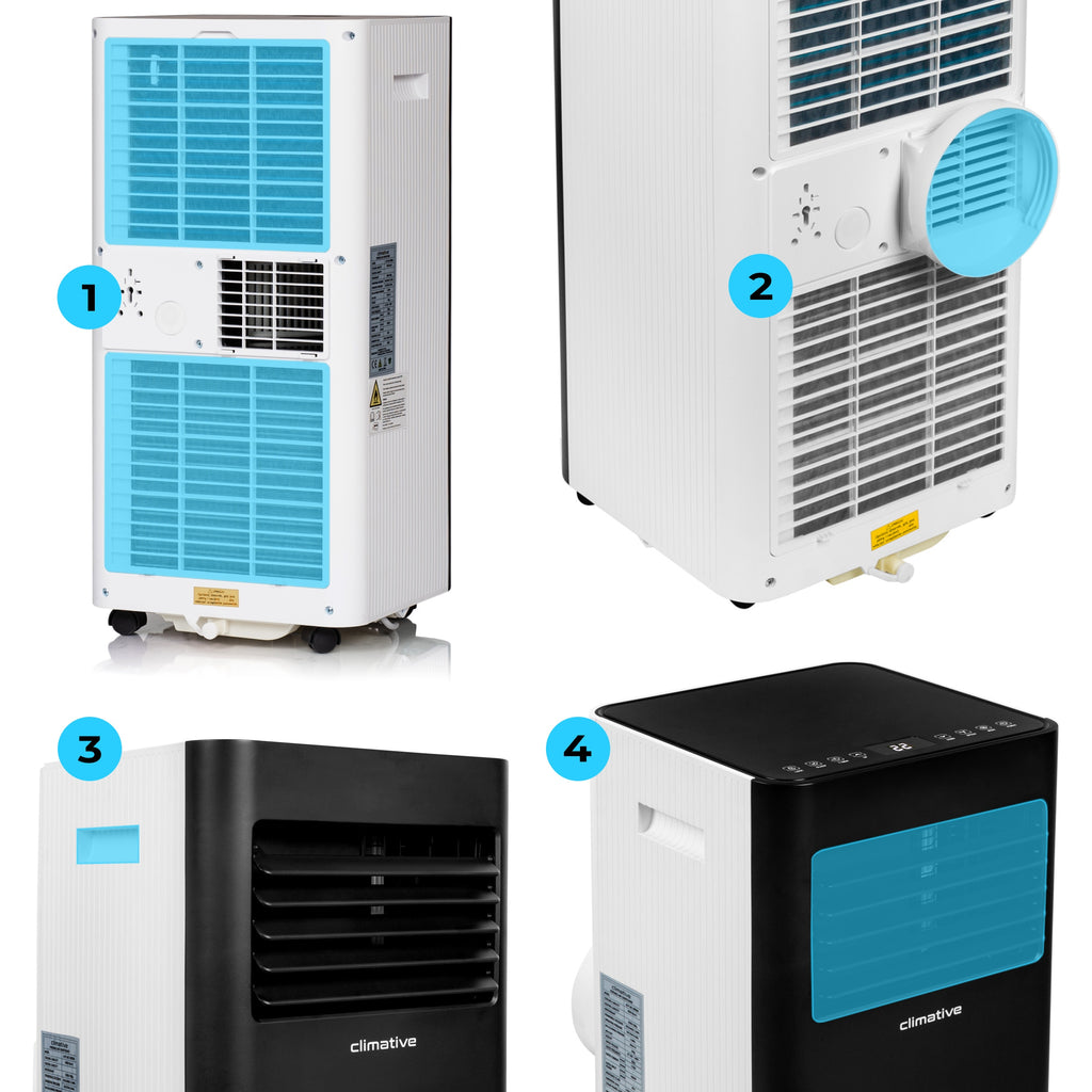Klimatyzator przenośny pokojowy MINI 2,6 kW mały cichy WiFi 26 m2 uszczelka