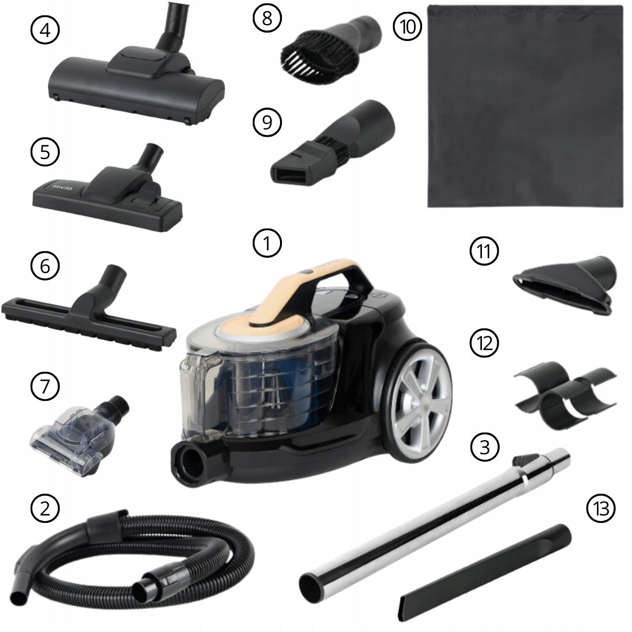 ODKURZACZ BEZWORKOWY CYKLONOWY MOCNY CICHY TURBOSZCZOTKA HEPA 15w1 LOVIO