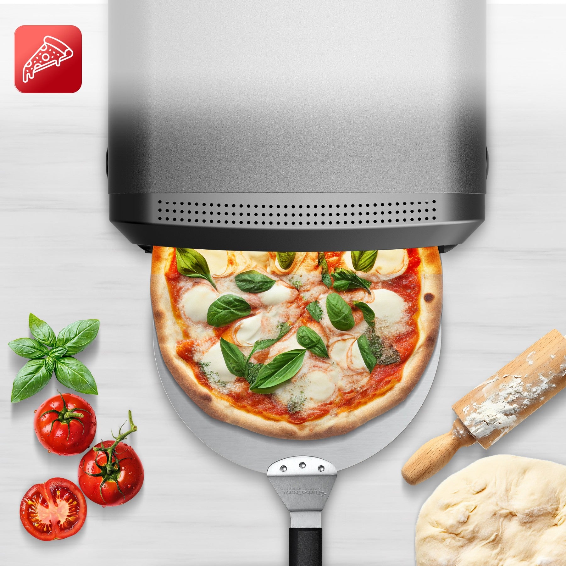 Piec do pizzy elektryczny 2200 W 450°C z kamieniem szamotowym 37 cm łopata