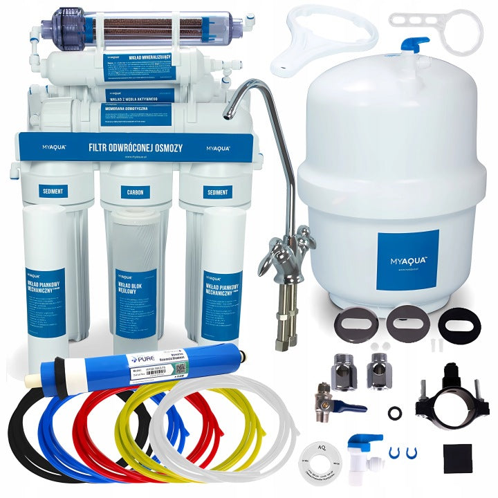 MyAqua FILTR DO WODY RO7 JONIZATOR ODWRÓCONA OSMOZA 75GPD | FILTR DO WODY POD ZLEW