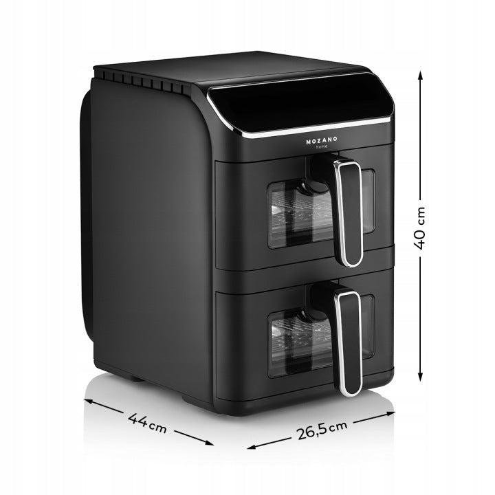 Mozano FRYTKOWNICA BEZTŁUSZCZOWA DWUKOMOROWA PIONOWA 11L AIR FRYER 2800W 12 TRYBÓW