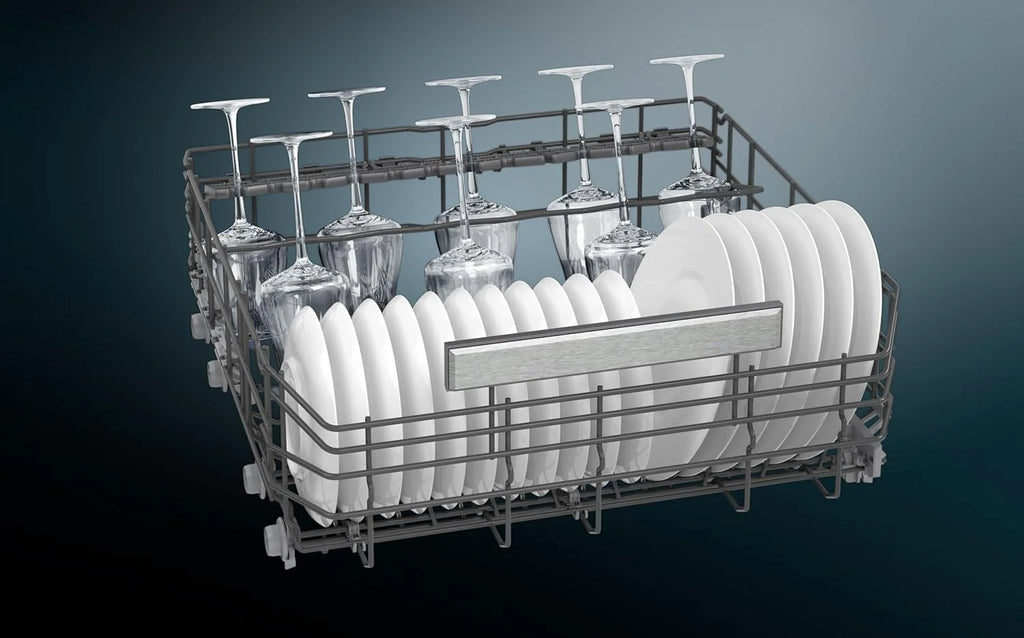 Siemens SN43ES14VE, iQ300 Smarter Geschirrspüler, Unterbau-Spülmaschine mit Besteckschublade, 60 cm, automatische Türöffnung dank autoOpen dry, besonders leise mit iQdrive-Motor, aquaStop, Edelstahl