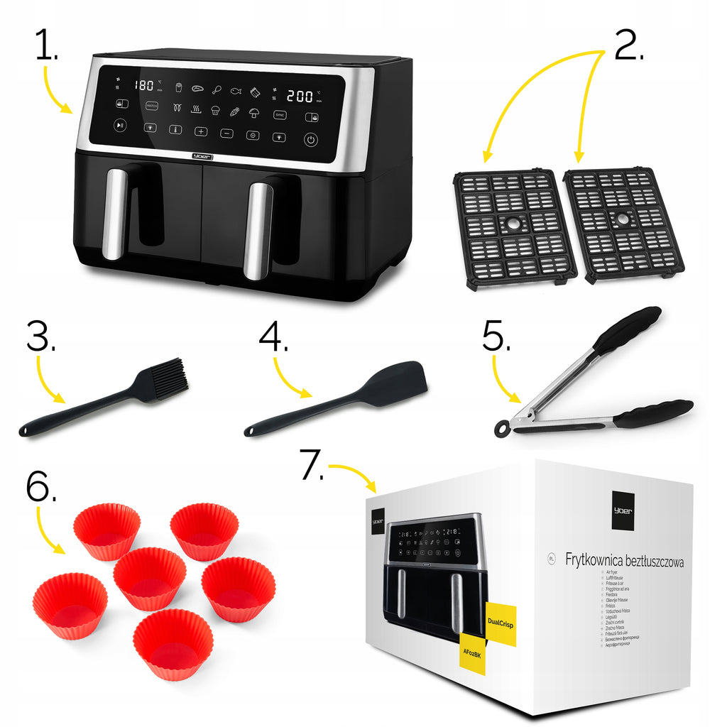 Frytkownica beztłuszczowa 11L Air Fryer Yoer 2800W 12 programów 23 elementy