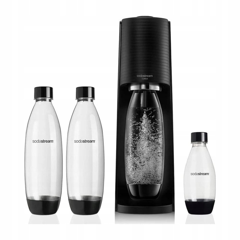 Saturator SodaStream Terra czarny do wody + 3 butelki + nabój z gazem CO2