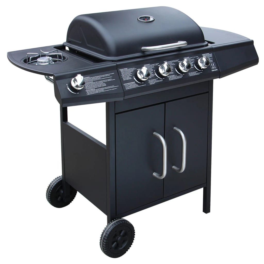 Grill gazowy Vidaxl z 4+1 palnikami, czarny
