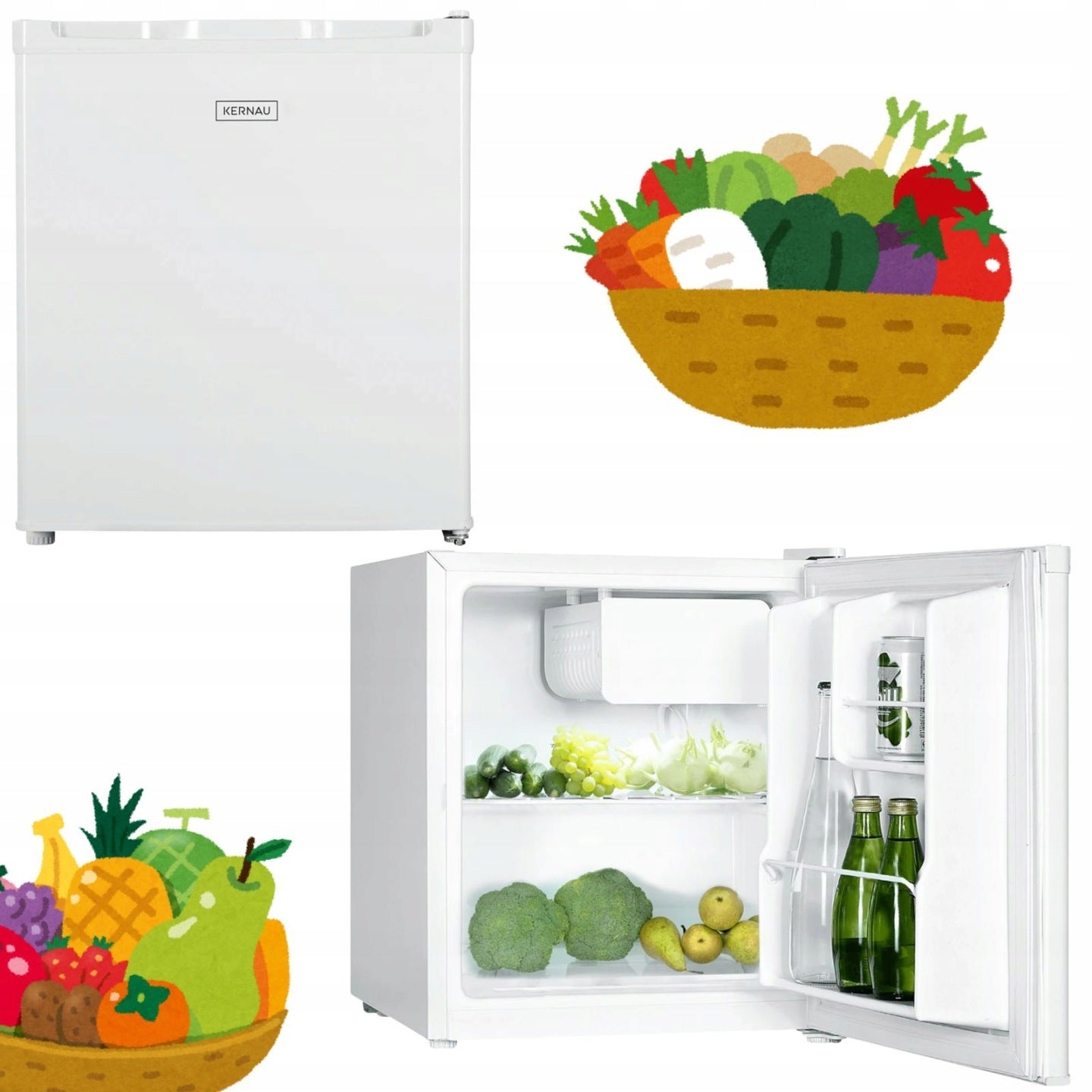 MAŁA LODÓWKA KERNAU KFR 04243.1 W MINIBAR 41l 44cm BIAŁA DO HOTELU KAMPERA